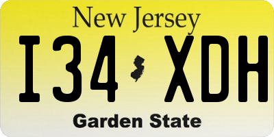 NJ license plate I34XDH