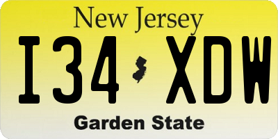 NJ license plate I34XDW