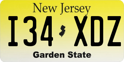 NJ license plate I34XDZ