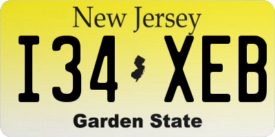 NJ license plate I34XEB