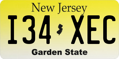 NJ license plate I34XEC