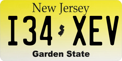 NJ license plate I34XEV