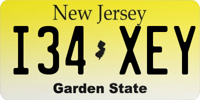 NJ license plate I34XEY