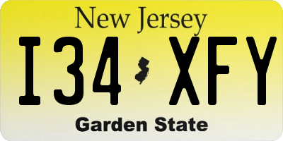 NJ license plate I34XFY