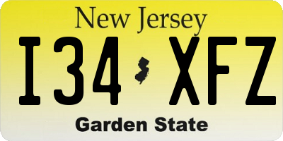 NJ license plate I34XFZ