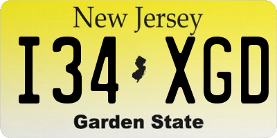 NJ license plate I34XGD