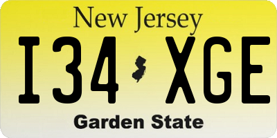 NJ license plate I34XGE