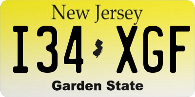 NJ license plate I34XGF