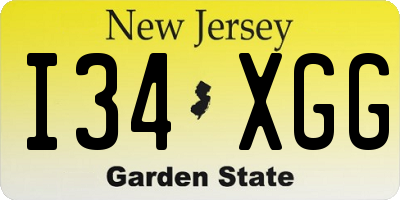 NJ license plate I34XGG