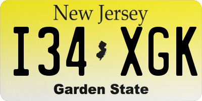 NJ license plate I34XGK