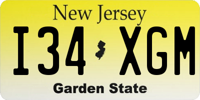 NJ license plate I34XGM