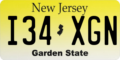 NJ license plate I34XGN
