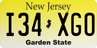 NJ license plate I34XGO