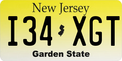 NJ license plate I34XGT