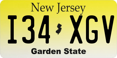 NJ license plate I34XGV