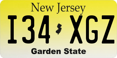 NJ license plate I34XGZ