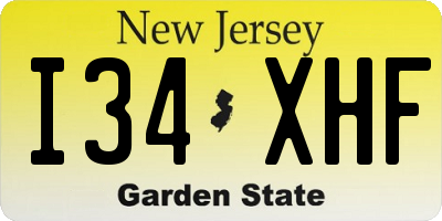 NJ license plate I34XHF