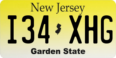 NJ license plate I34XHG