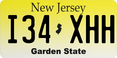 NJ license plate I34XHH