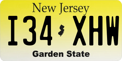 NJ license plate I34XHW