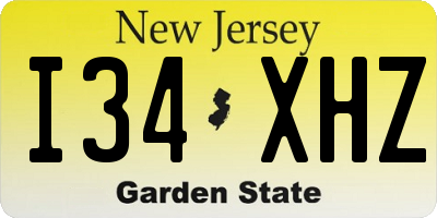 NJ license plate I34XHZ