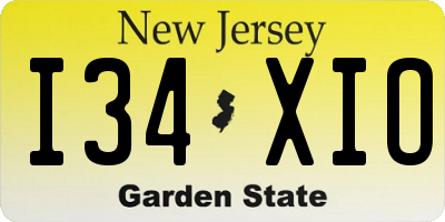 NJ license plate I34XIO