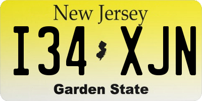 NJ license plate I34XJN