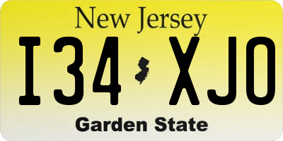 NJ license plate I34XJO