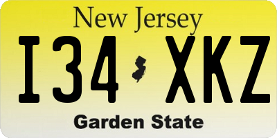 NJ license plate I34XKZ