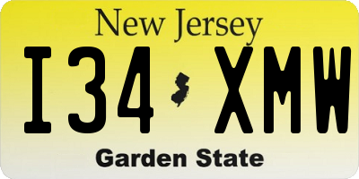 NJ license plate I34XMW