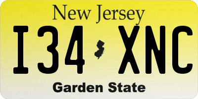 NJ license plate I34XNC