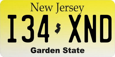 NJ license plate I34XND