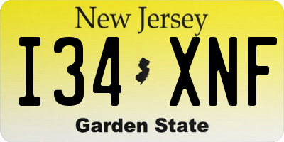 NJ license plate I34XNF