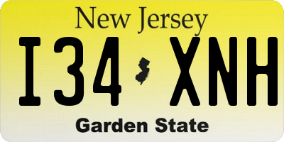 NJ license plate I34XNH