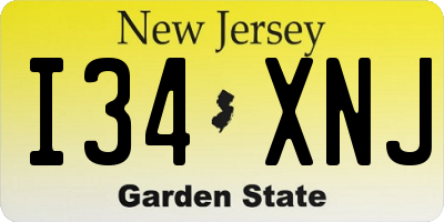 NJ license plate I34XNJ
