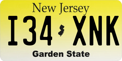 NJ license plate I34XNK