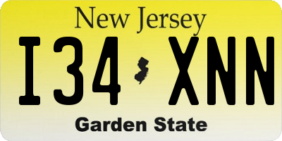 NJ license plate I34XNN