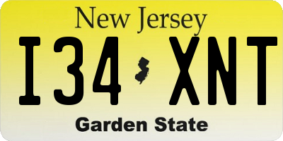 NJ license plate I34XNT