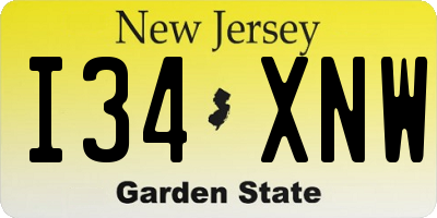 NJ license plate I34XNW