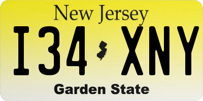 NJ license plate I34XNY