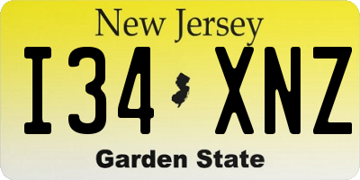 NJ license plate I34XNZ