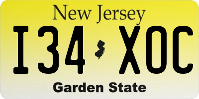 NJ license plate I34XOC