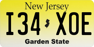 NJ license plate I34XOE