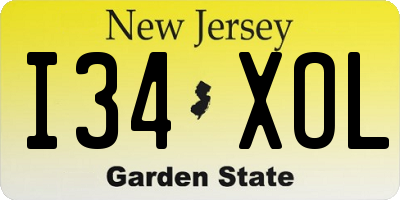 NJ license plate I34XOL