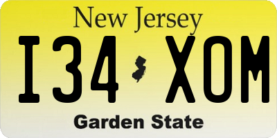 NJ license plate I34XOM