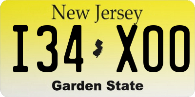 NJ license plate I34XOO