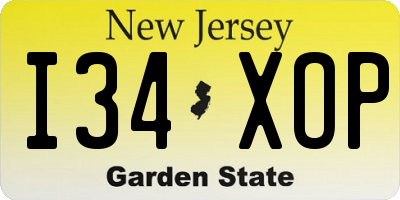 NJ license plate I34XOP