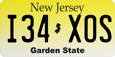NJ license plate I34XOS