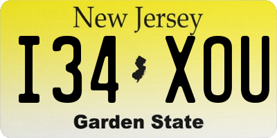 NJ license plate I34XOU