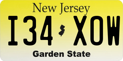NJ license plate I34XOW